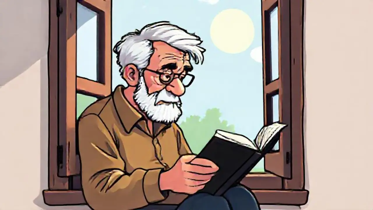 Un anciano leía junto a la ventana