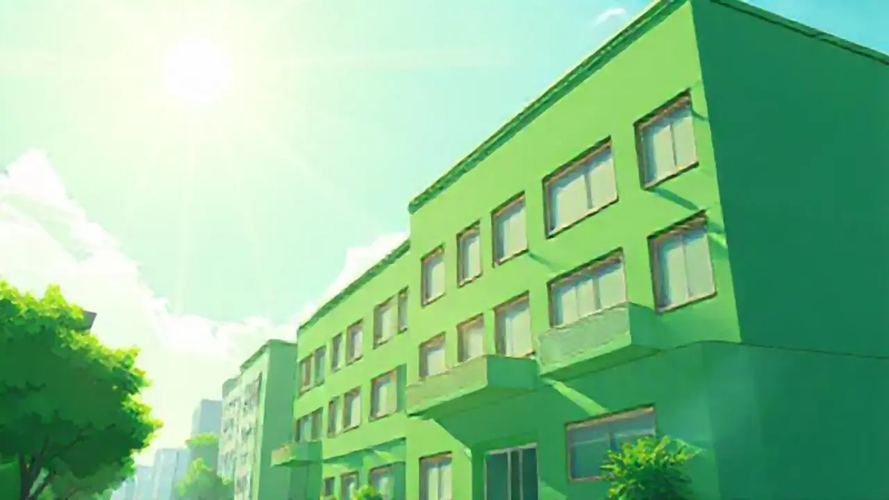 Edificios verdes con luz solar