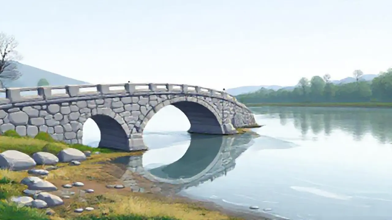 Puente de piedra sobre el río