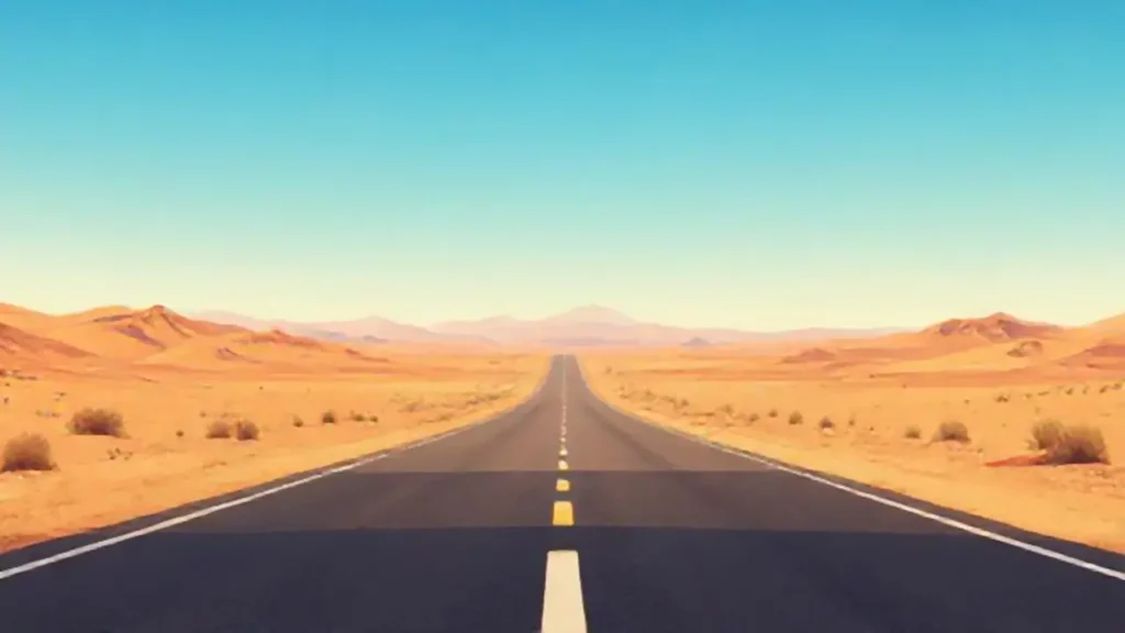Carretera desértica vacía se extiende