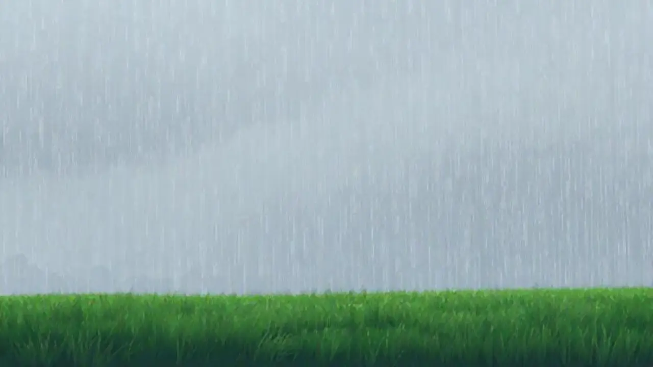 Lluvia gris cae sobre el campo
