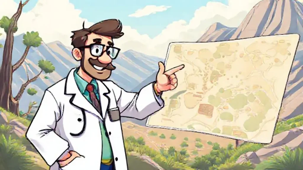El médico señala un mapa al aire libre