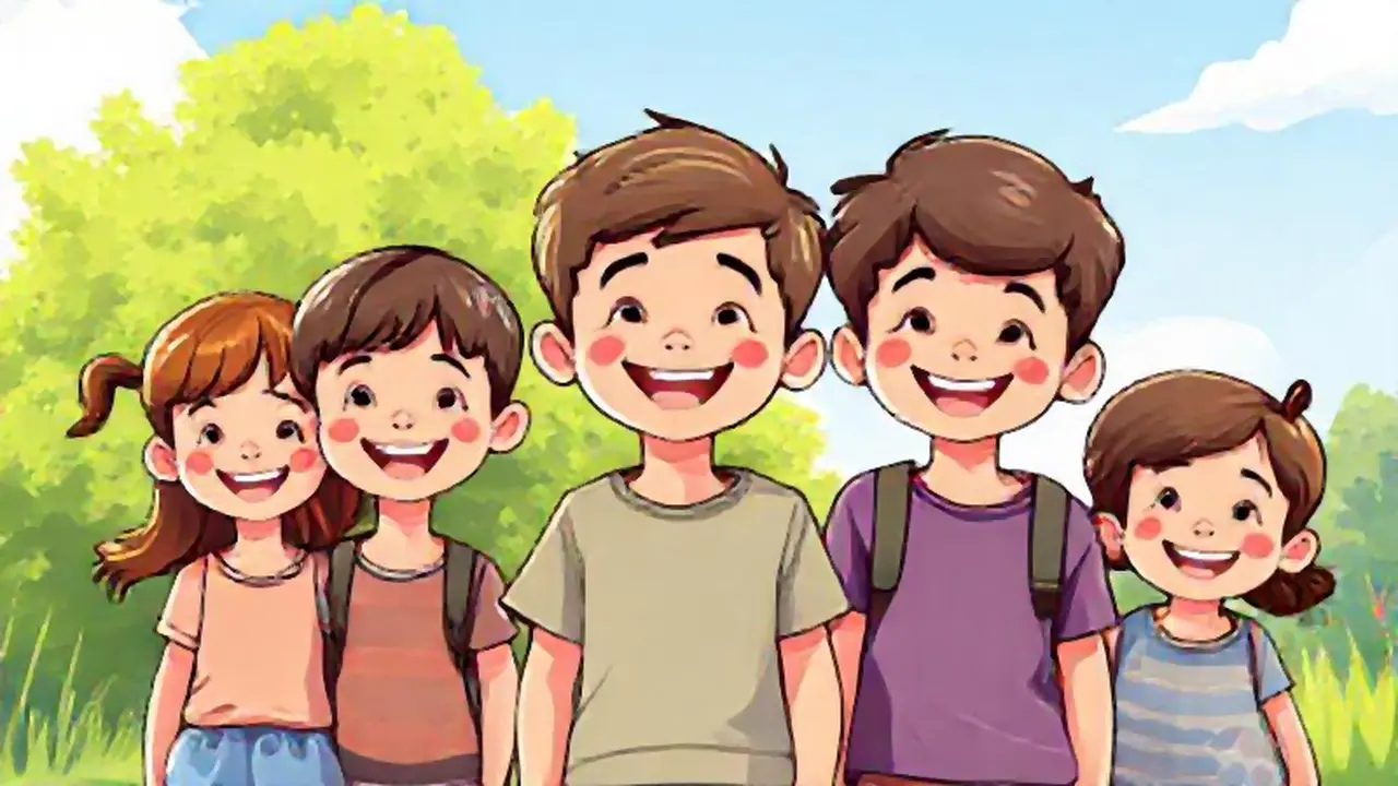 Niños sonrientes al aire libre