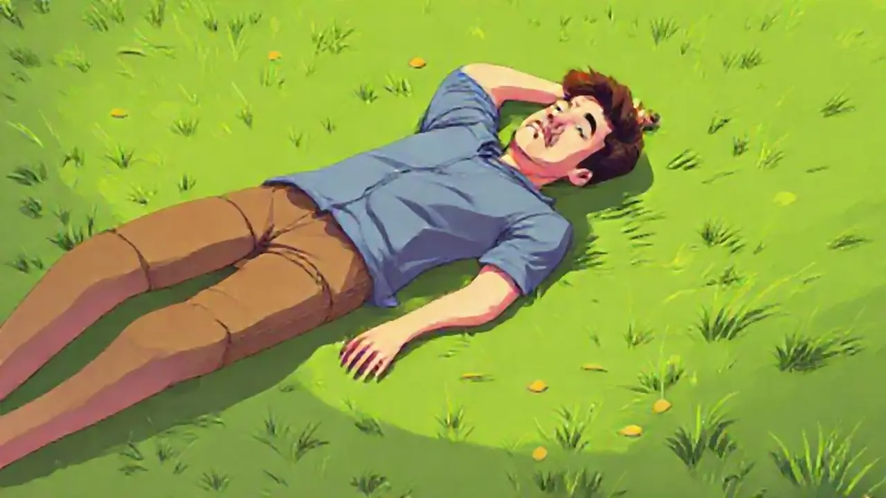 Hombre descansando en el campo