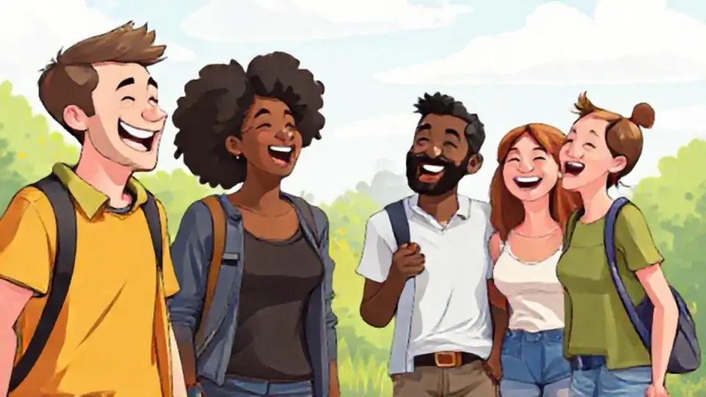 Personas riendo al aire libre