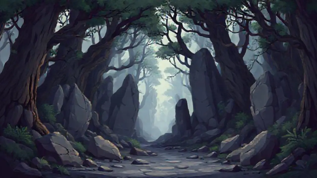 Bosque oscuro, piedras ancestrales
