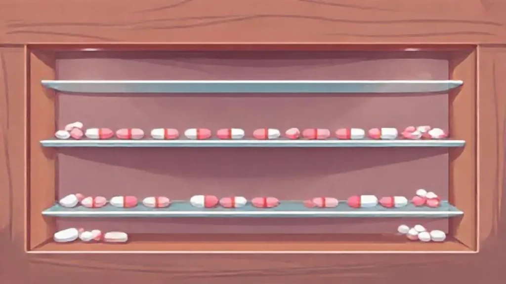 Estanterías llenas de pastillas