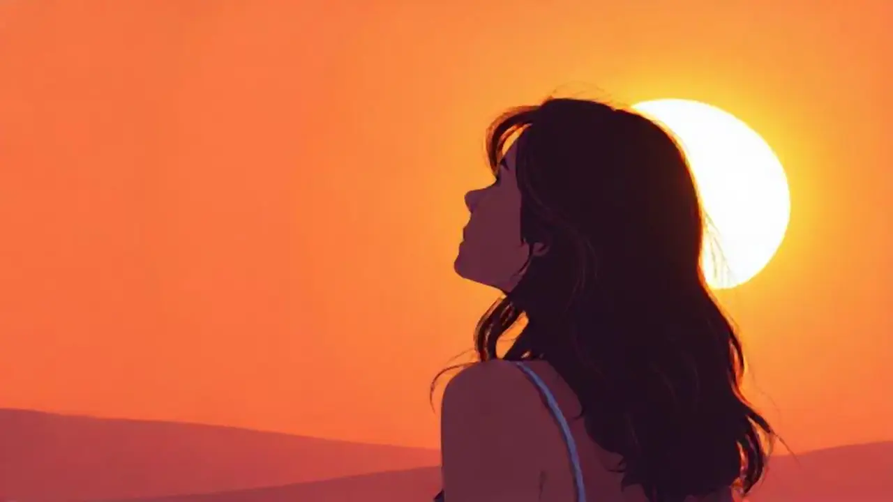 Mujer observa el amanecer