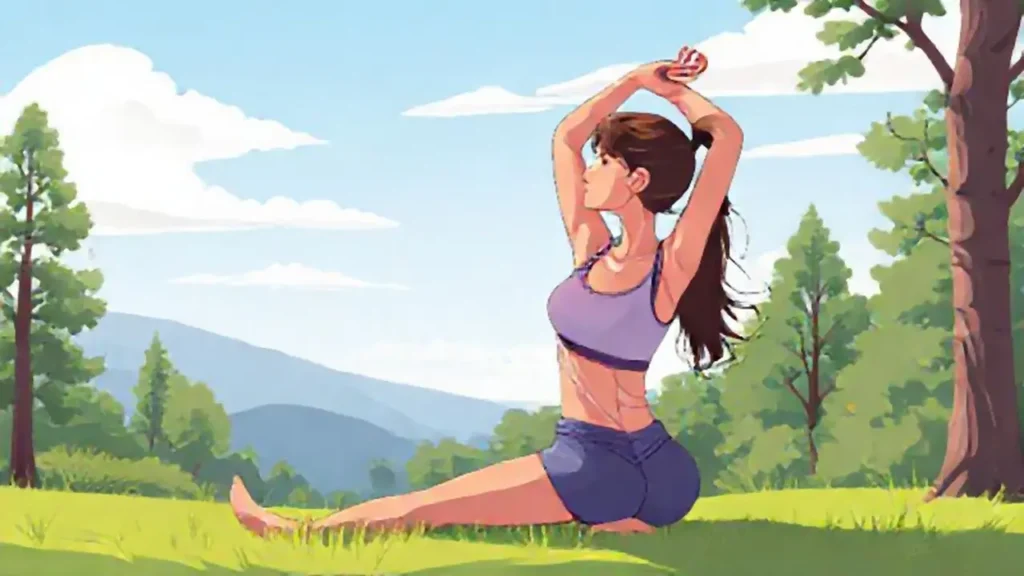 Mujer joven se estira al aire libre
