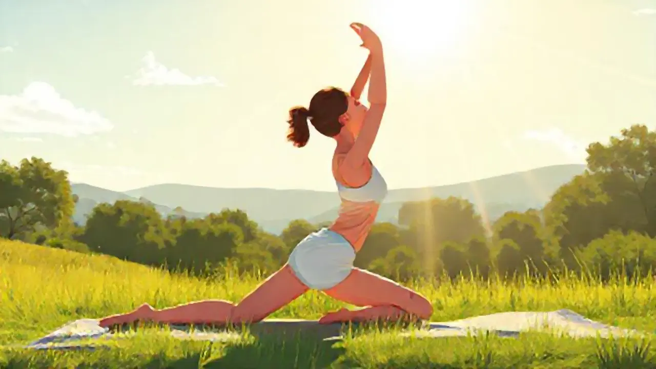 Mujer estirándose al sol