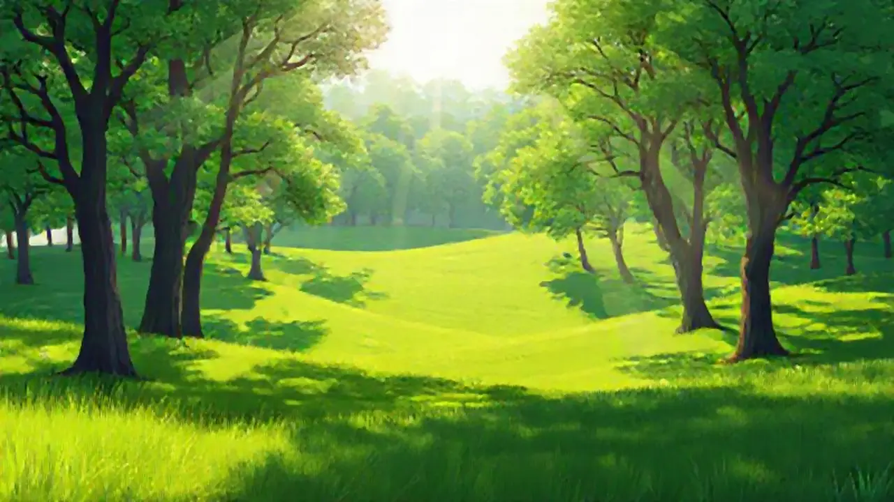 Campos verdes y luz solar