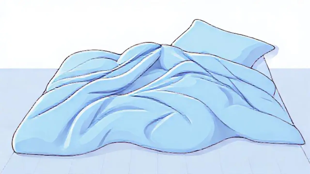 Manta azul suave en la cama
