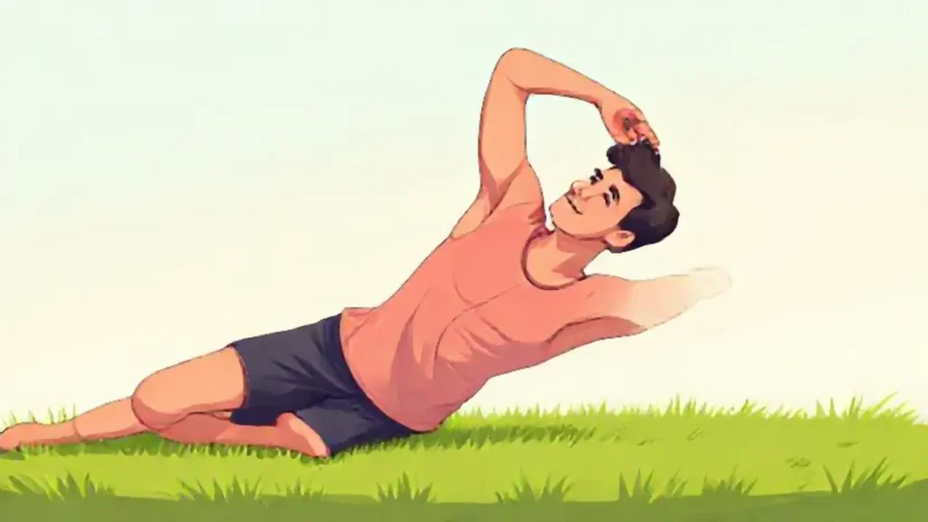 Hombre estirándose en el campo