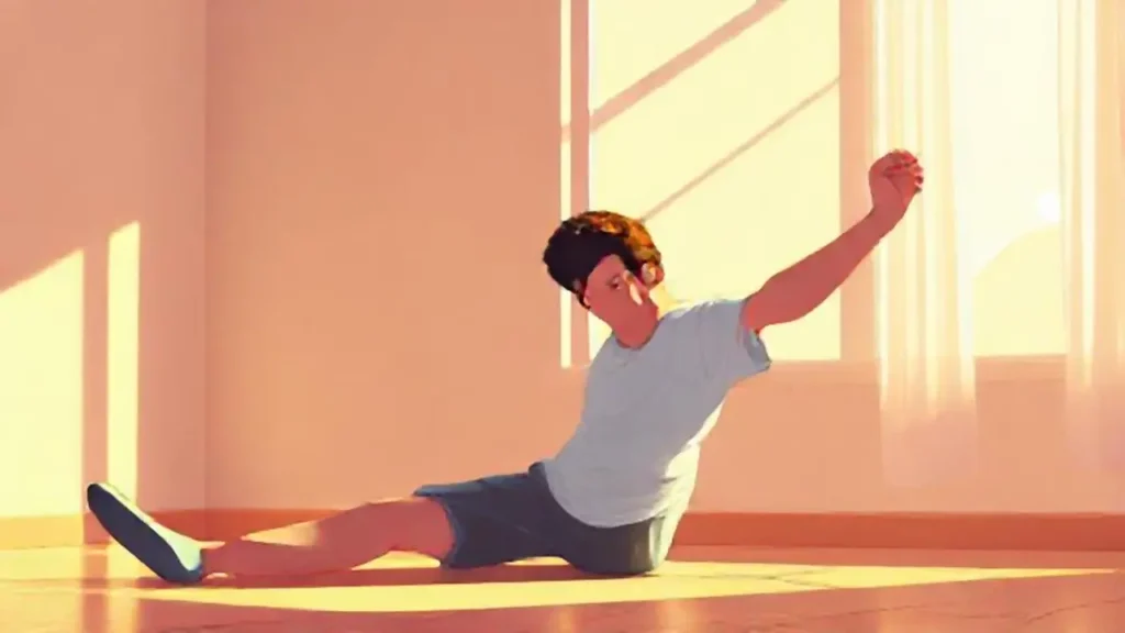 Hombre estirándose en luz