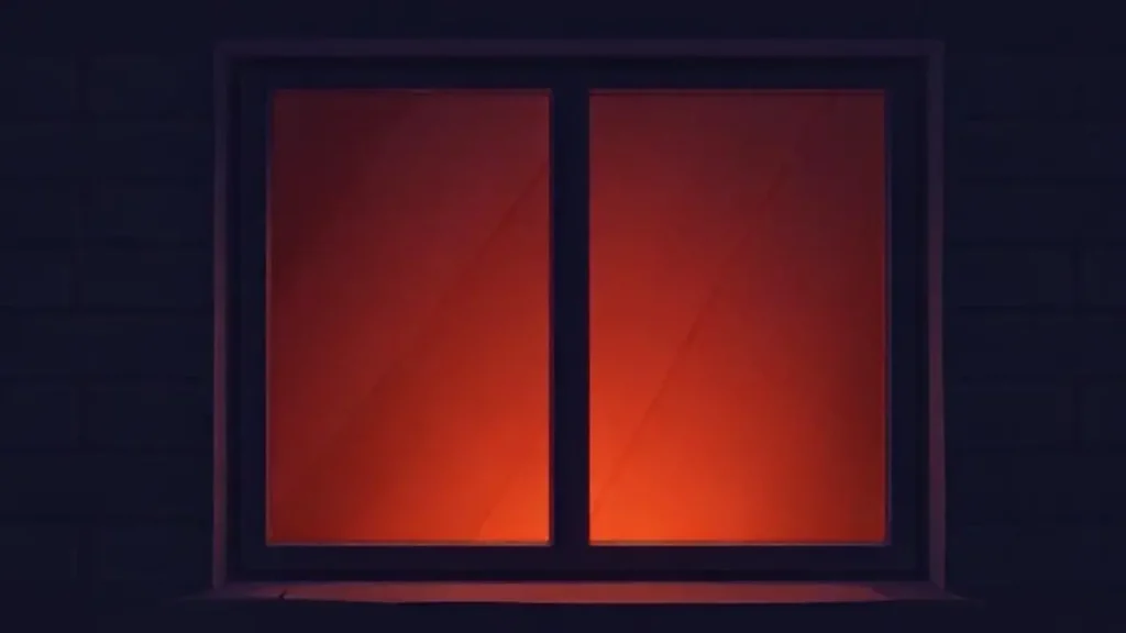 Pantalla brillante en ventana oscura