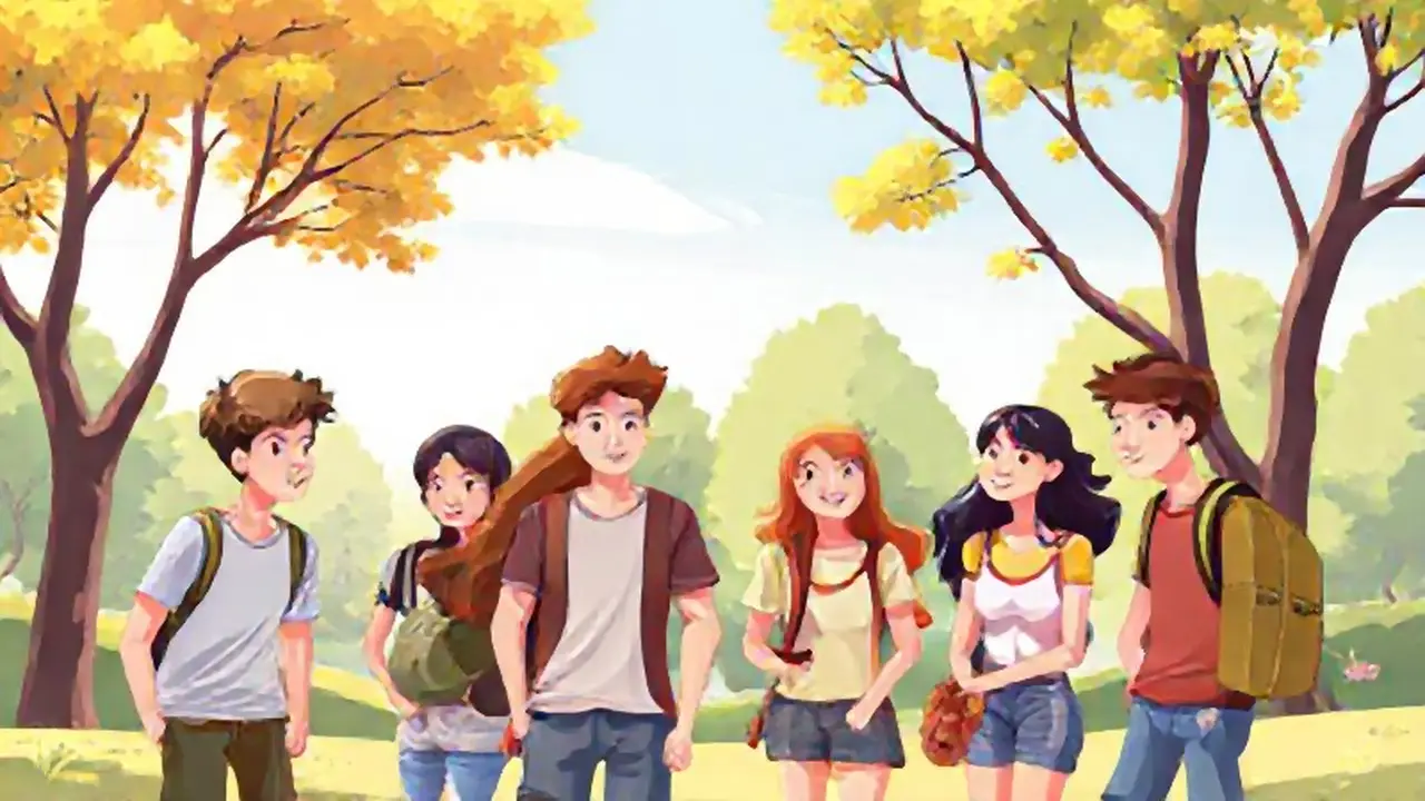 Jóvenes felices en un parque soleado