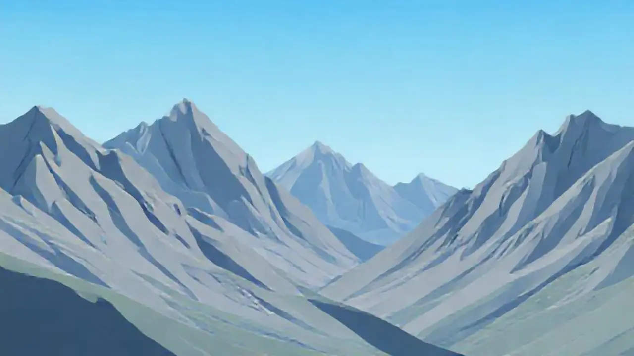 Montañas grises bajo un cielo azul