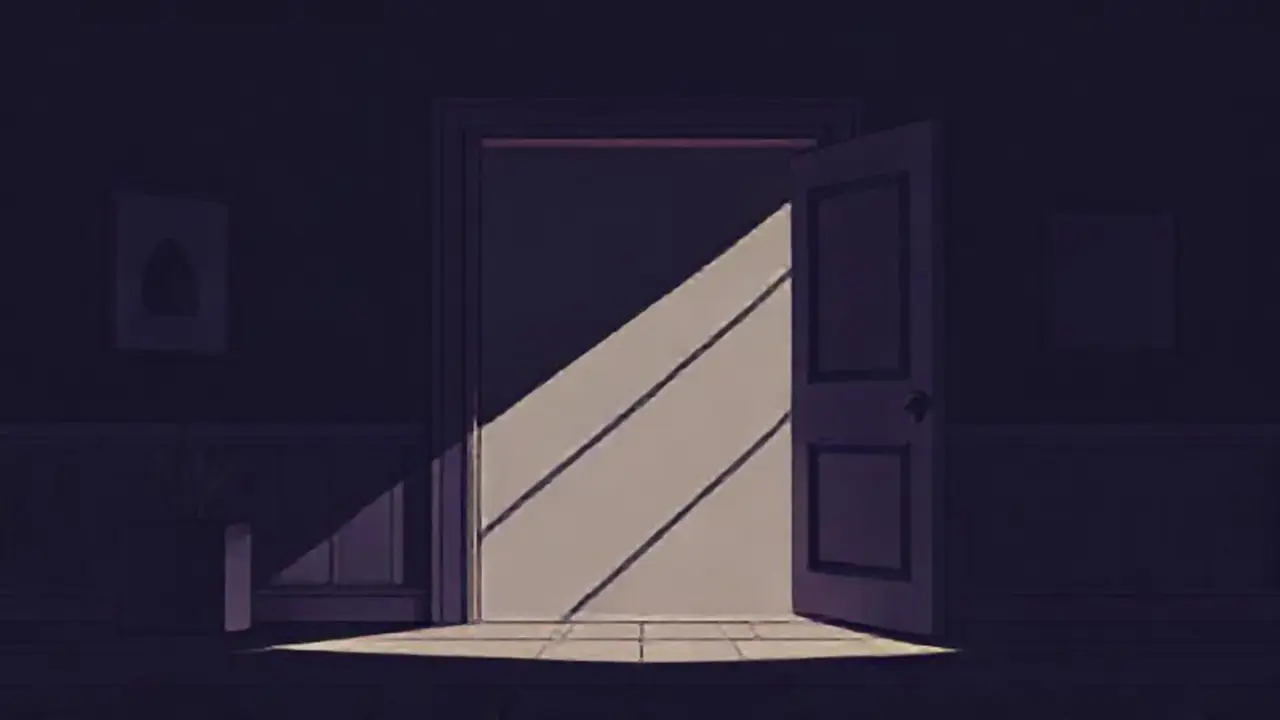 Puerta lenta en una habitación oscura