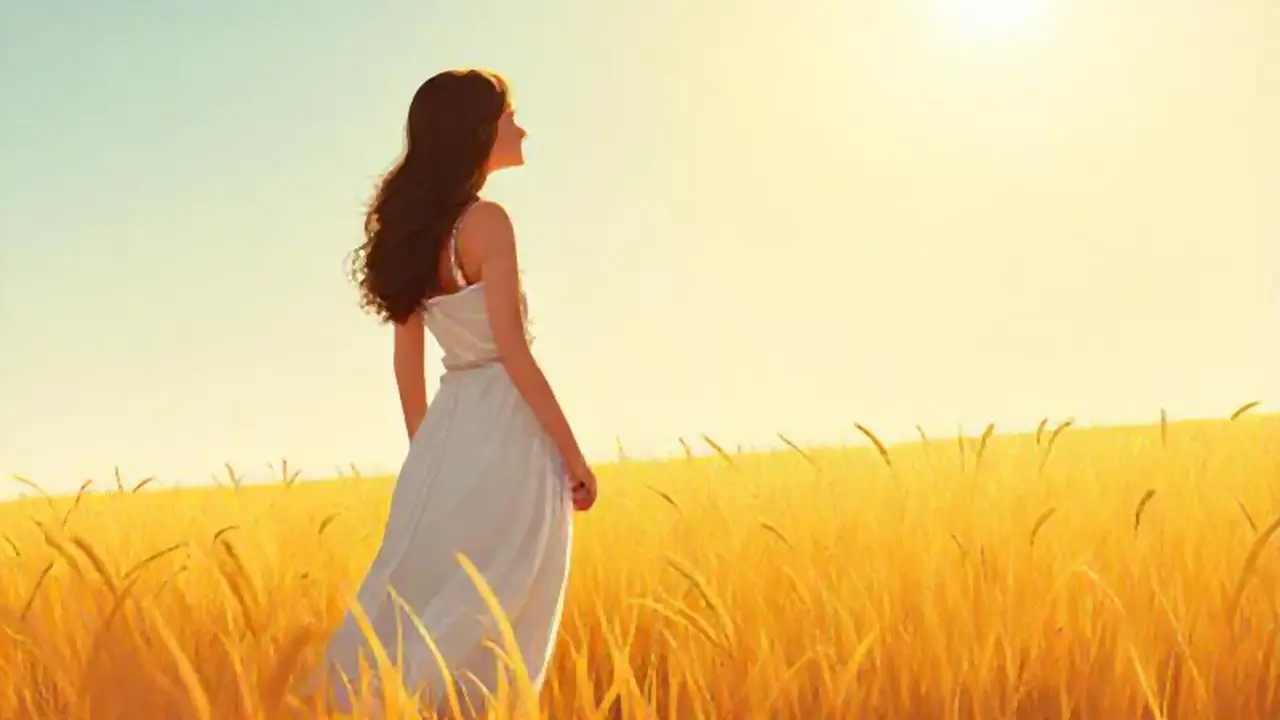 Mujer en un campo dorado
