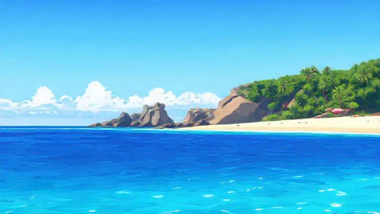 Mar azul, playa lejana