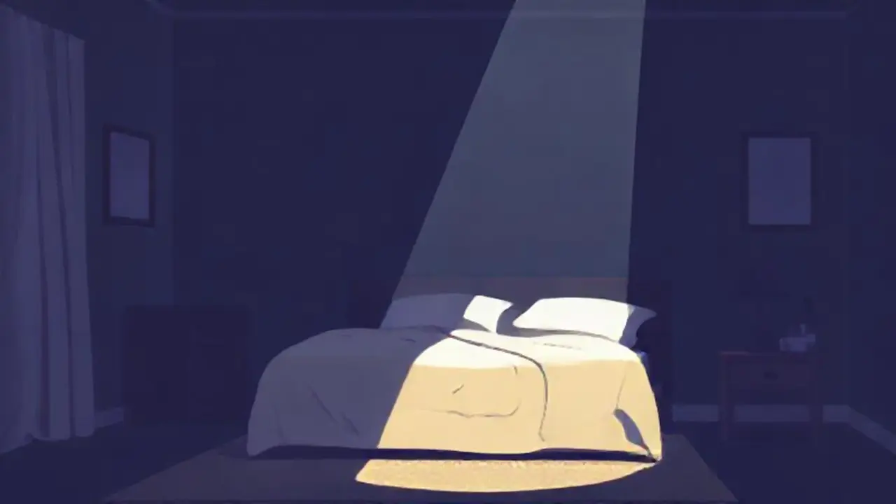 Dormitorio oscuro, luz tenue