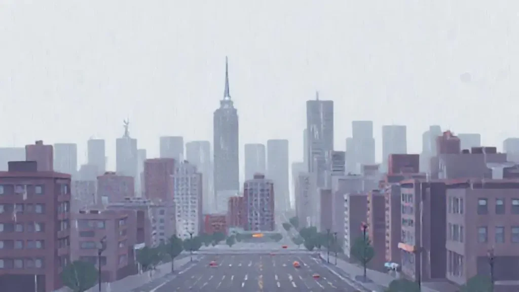 Lluvia gris sobre una ciudad vacía