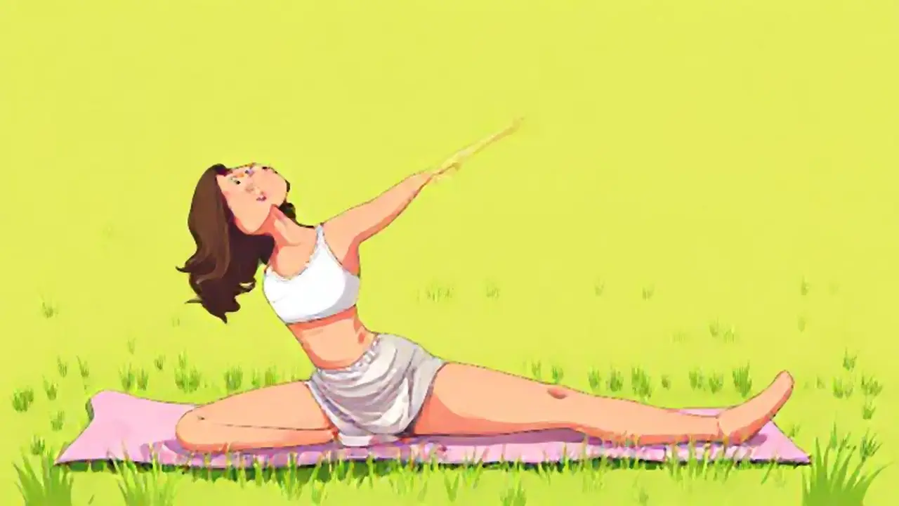 Mujer estirándose en el campo