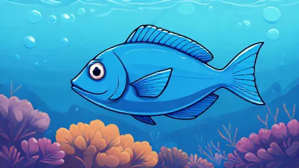 Peces azules nadan en el océano