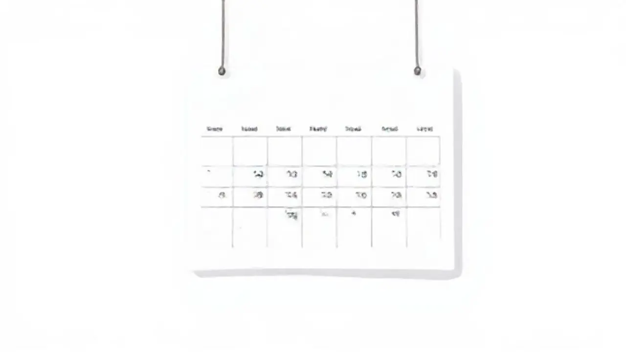 Un calendario gris cuelga en una pared blanca