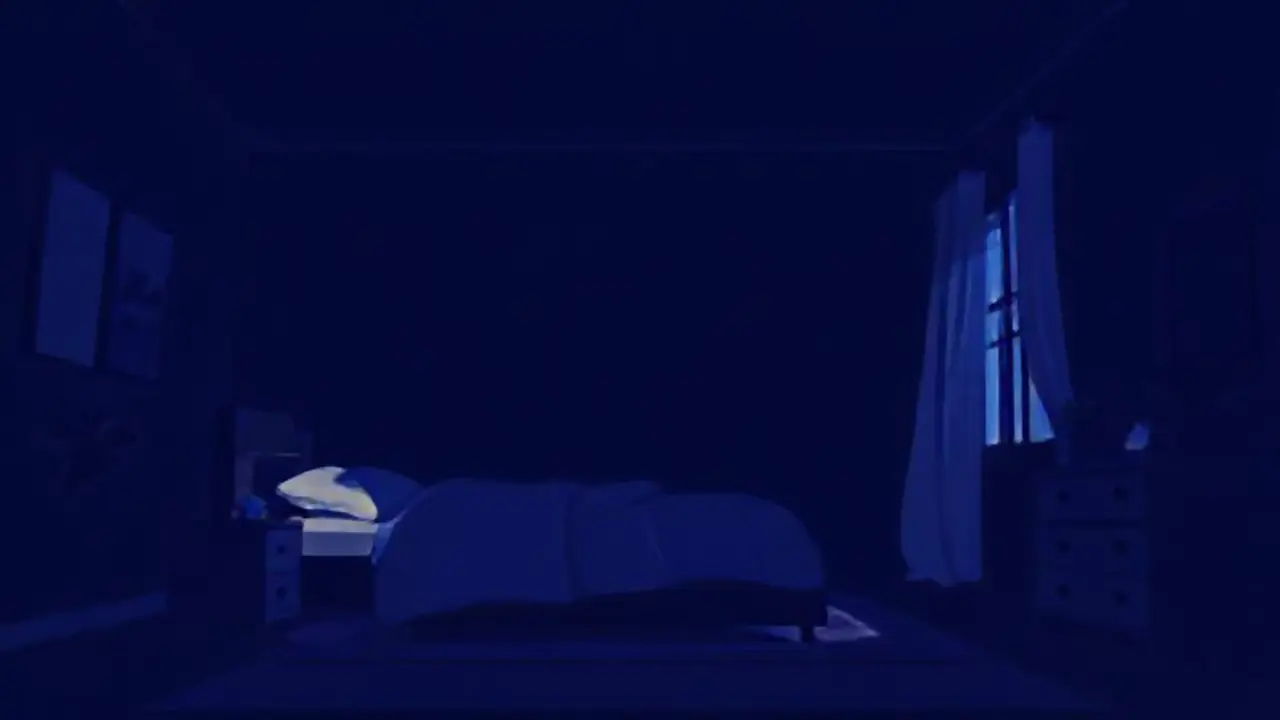 Dormitorio oscuro con luz tenue
