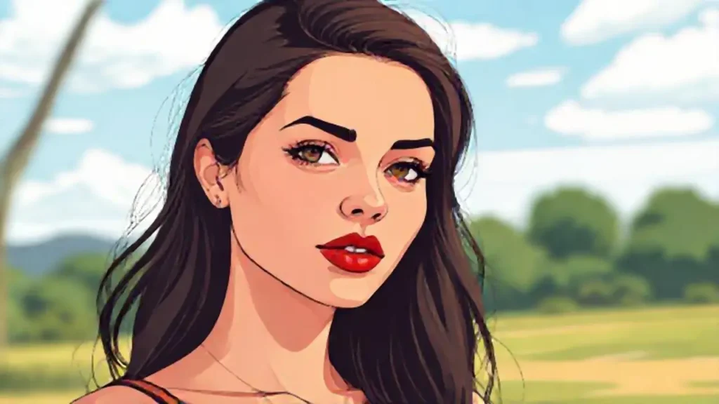 Mujer de labios rojos al aire libre