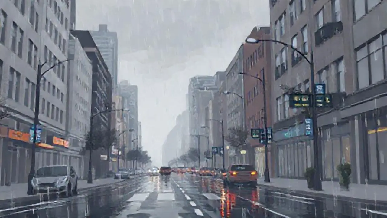 Lluvia gris sobre las calles