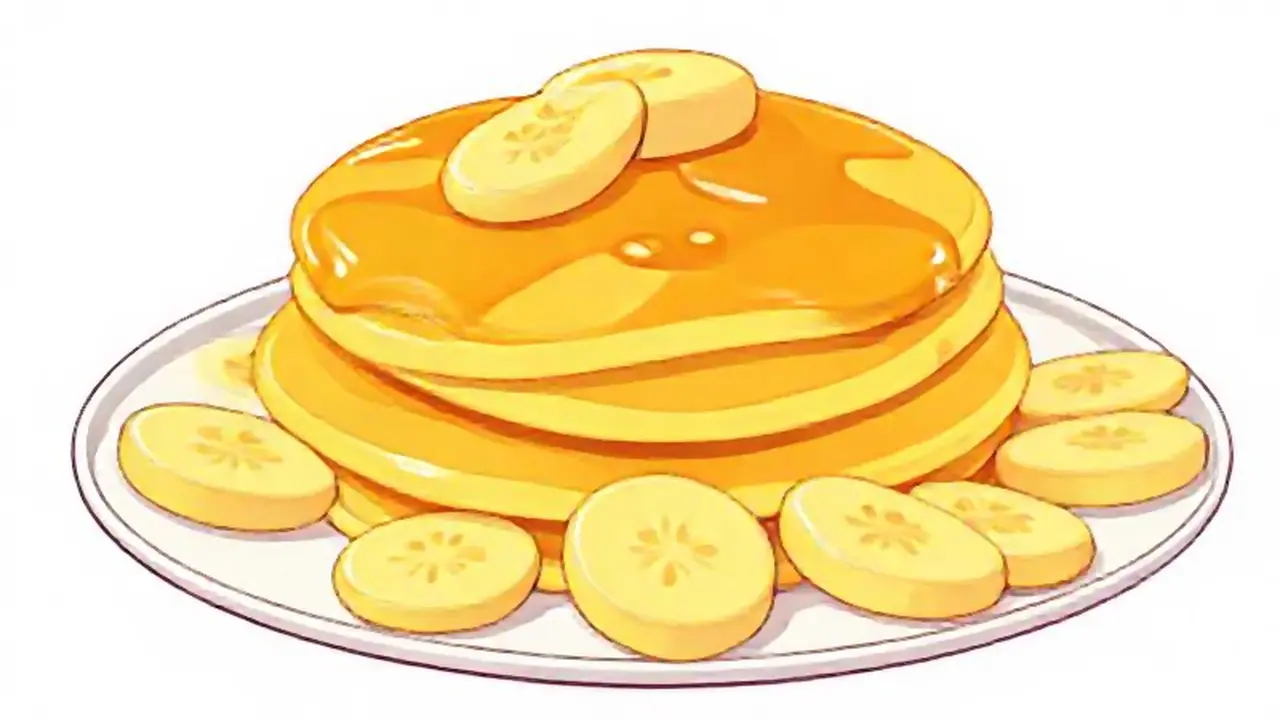 Panqueques dorados con plátano