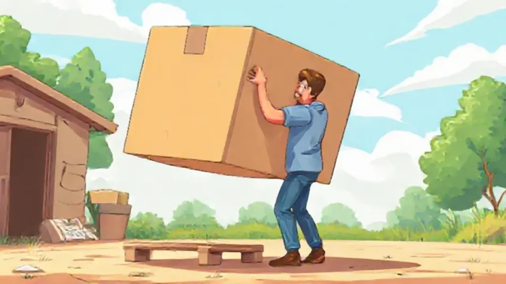 Hombre levanta una caja grande