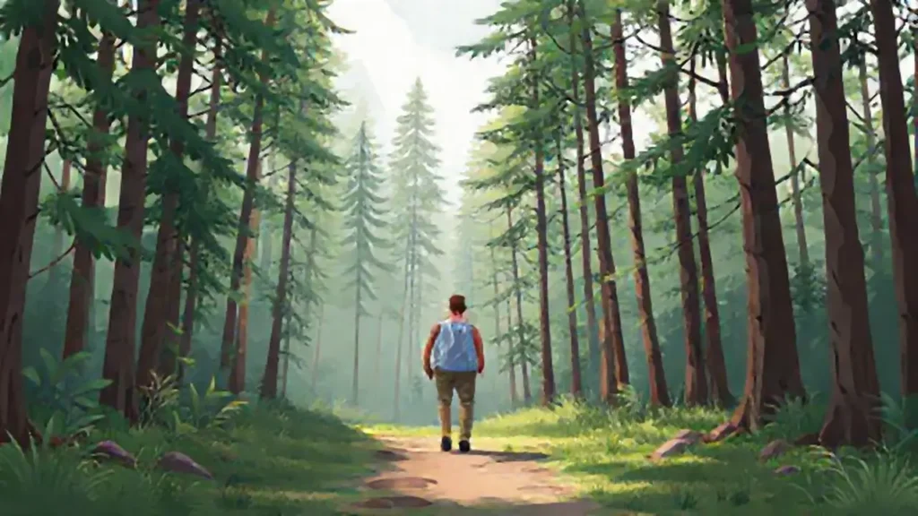 Hombre camina por el bosque