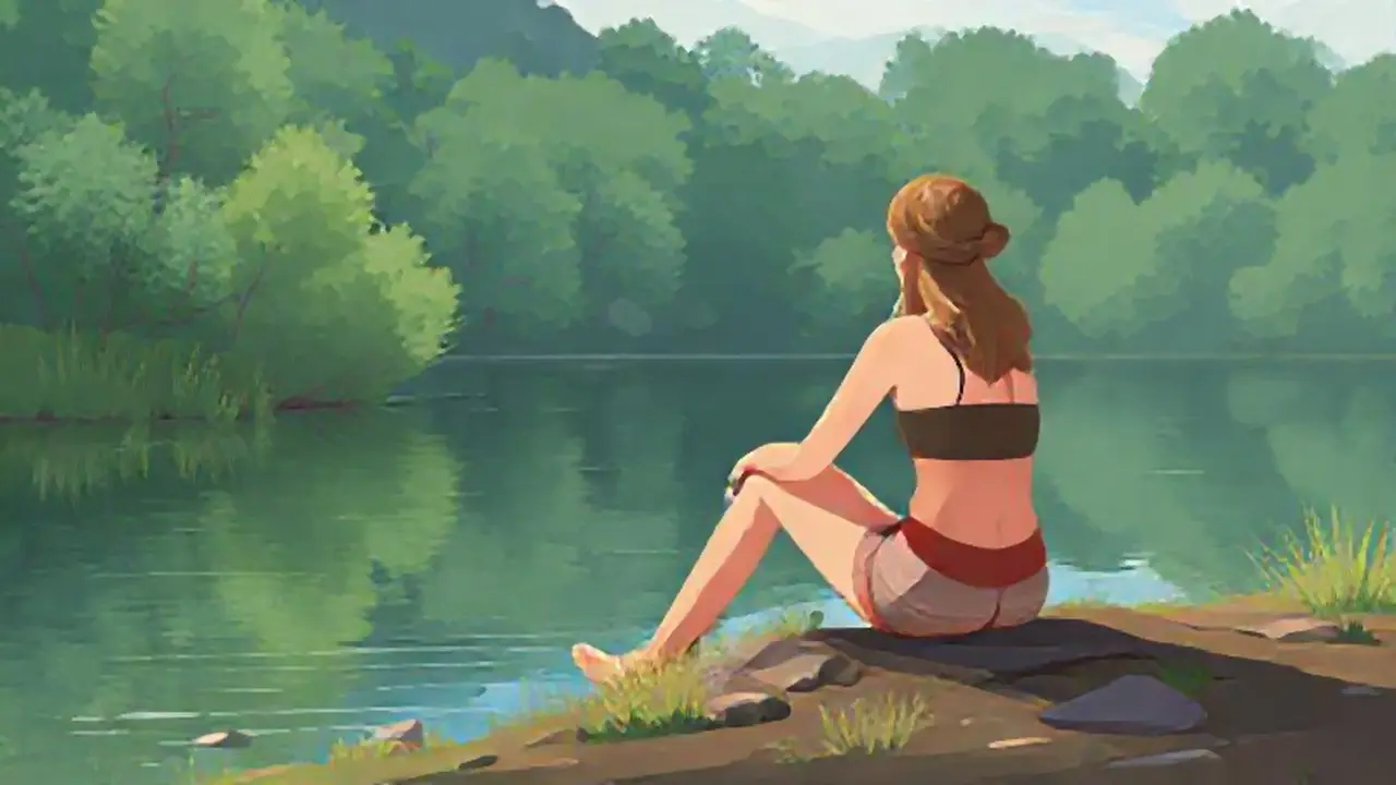 Mujer junto al río