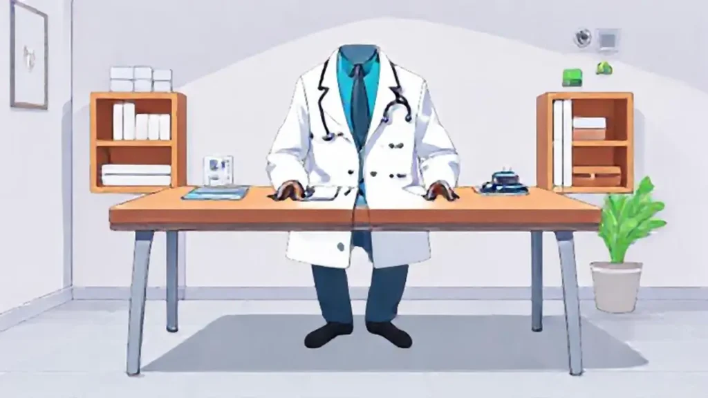 Un médico blanco sobre una mesa