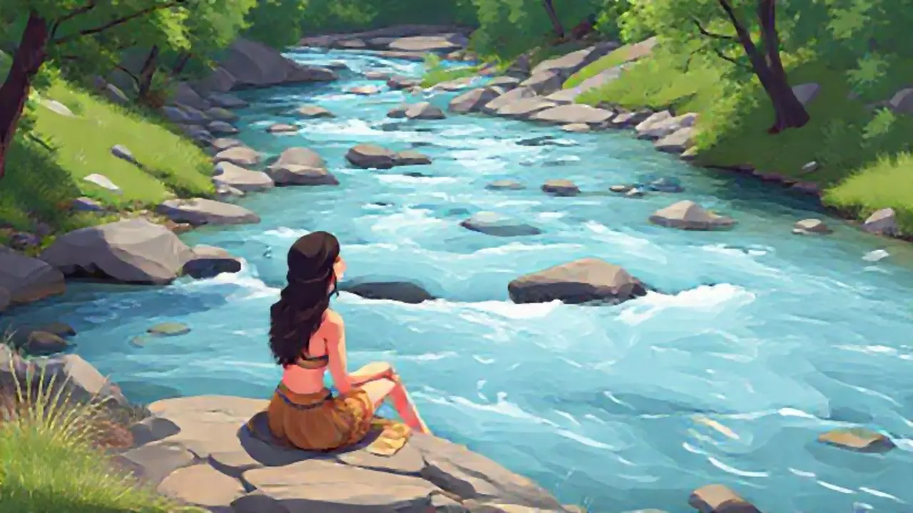 Mujer junto al río