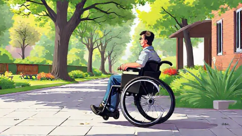 Un hombre en silla de ruedas al aire libre
