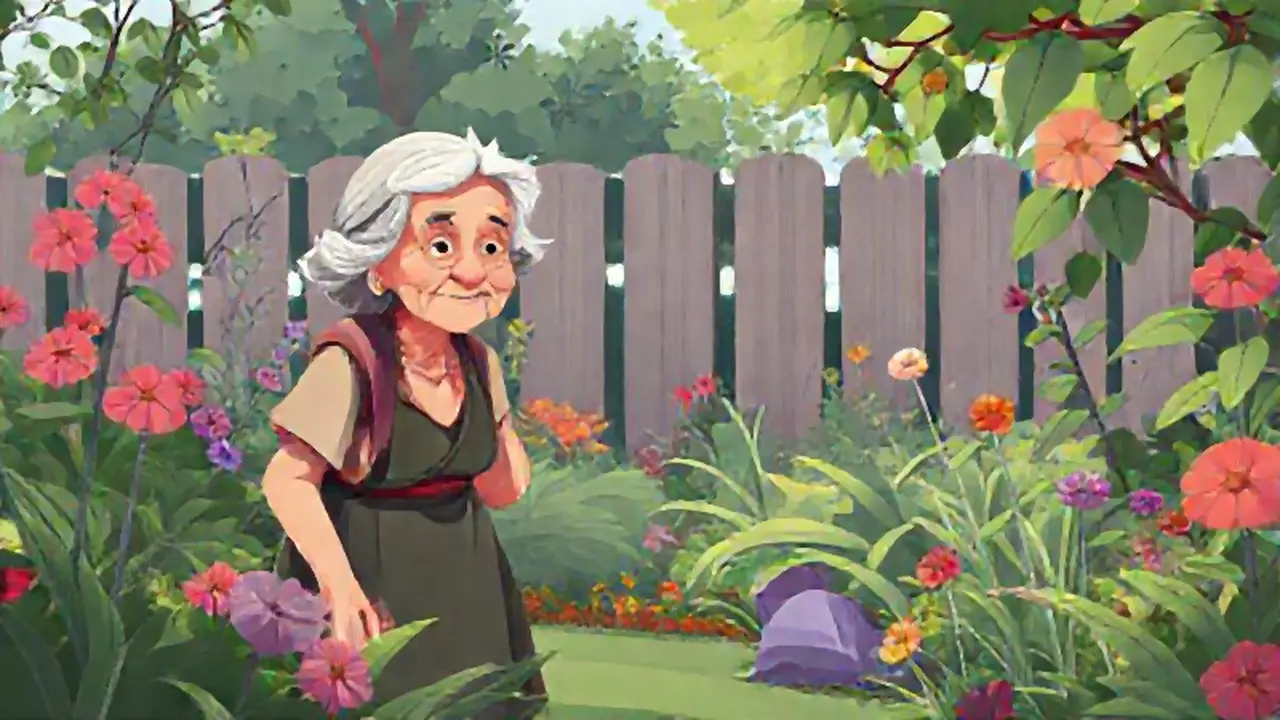 Mujer mayor en el jardín