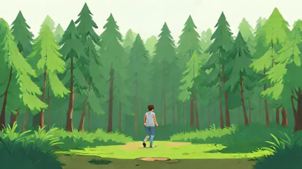 Hombre camina por el bosque