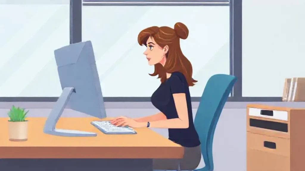 Mujer frente a una computadora