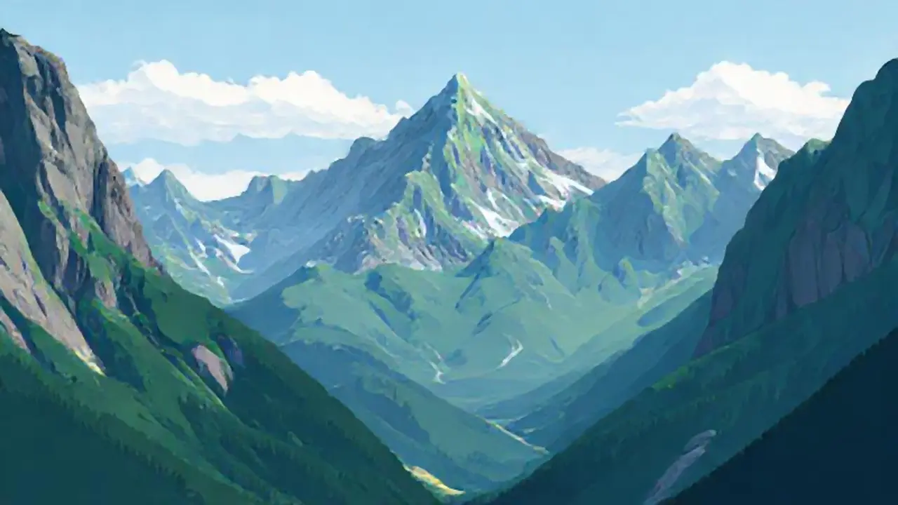 Cordillera montañosa verde y alta