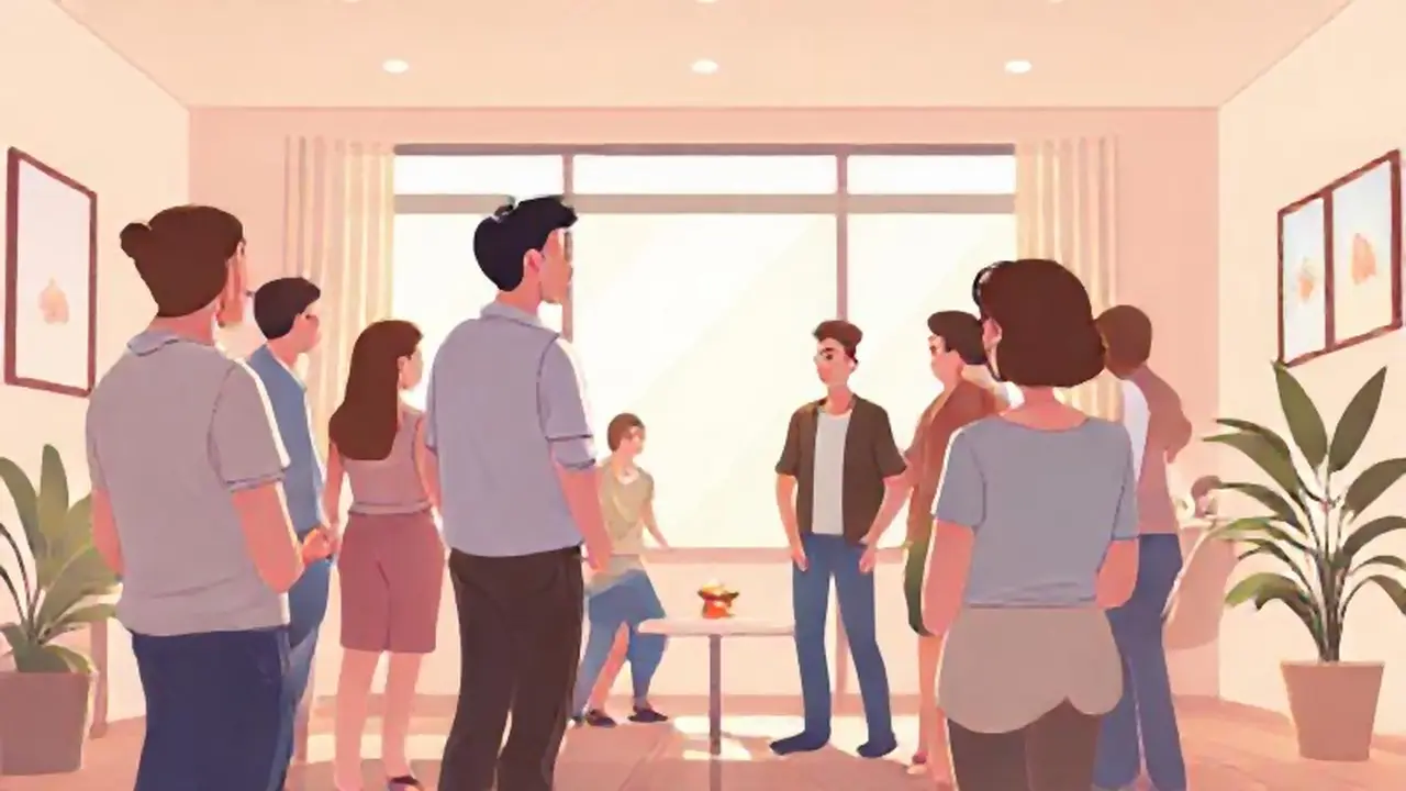 Personas en una habitación con luz suave
