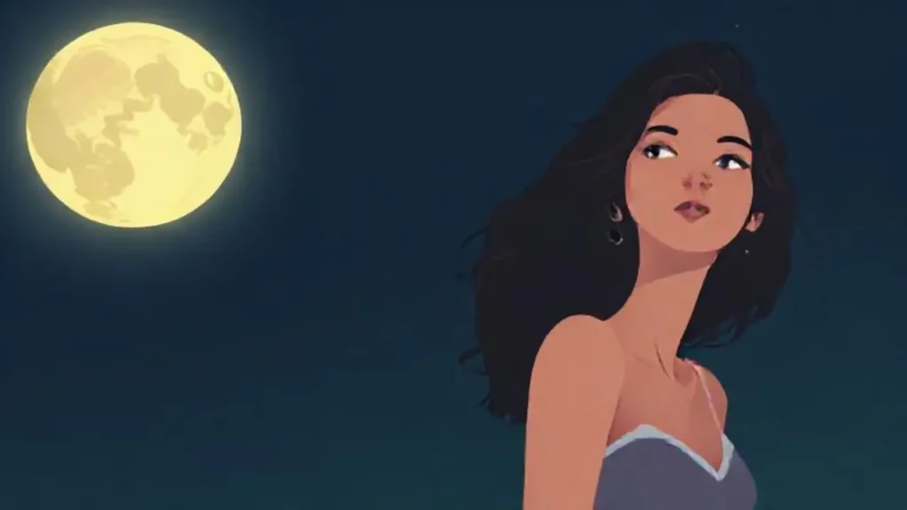 Mujer bajo la luna llena