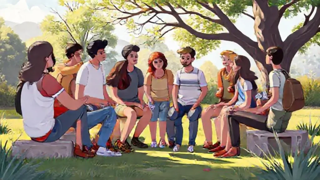Grupo diverso se reúne al aire libre