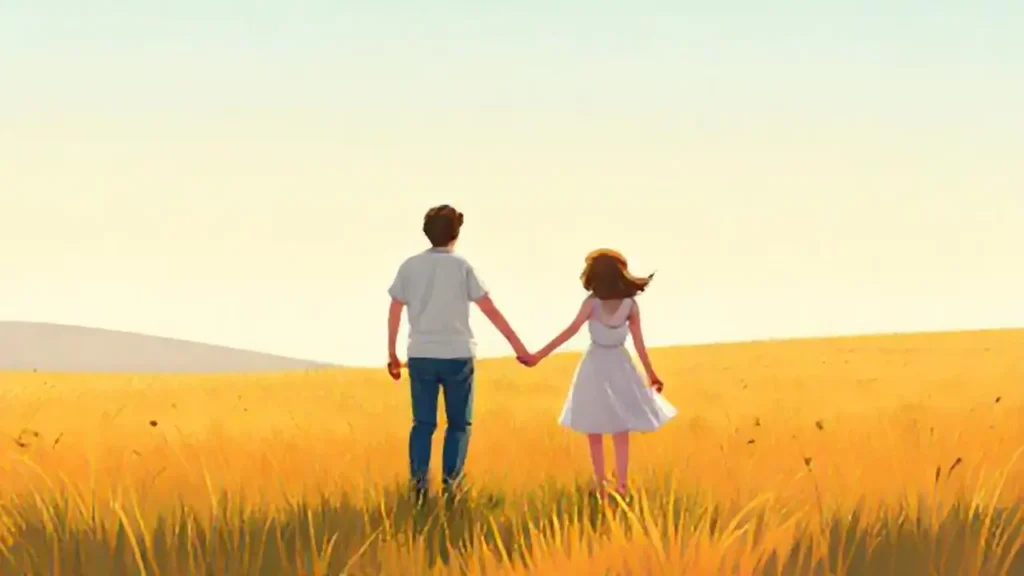 Dos personas juntas en un campo