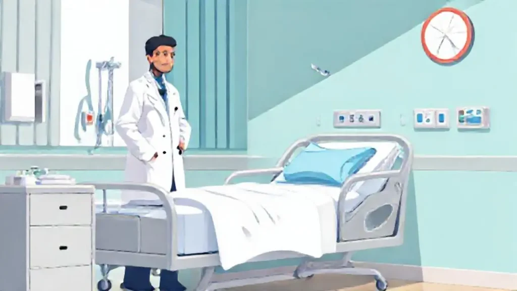 Médico junto a la cama del hospital