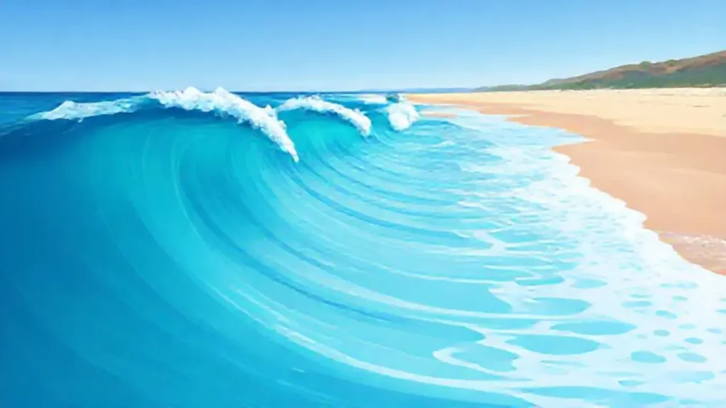 Olas azules se acercan a la playa