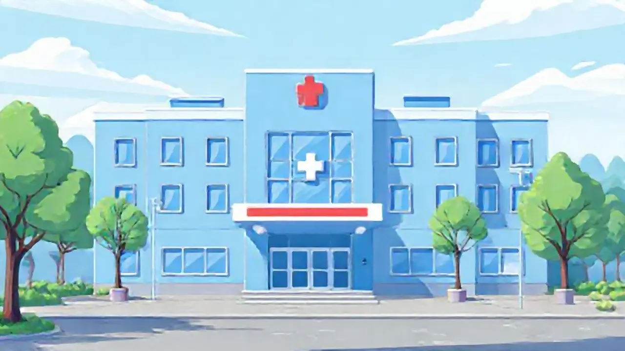 Hospital azul al aire libre
